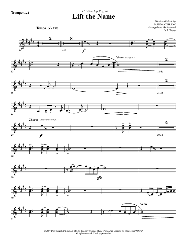 Lift The Name Trumpet 1,2 (G3 Worship)