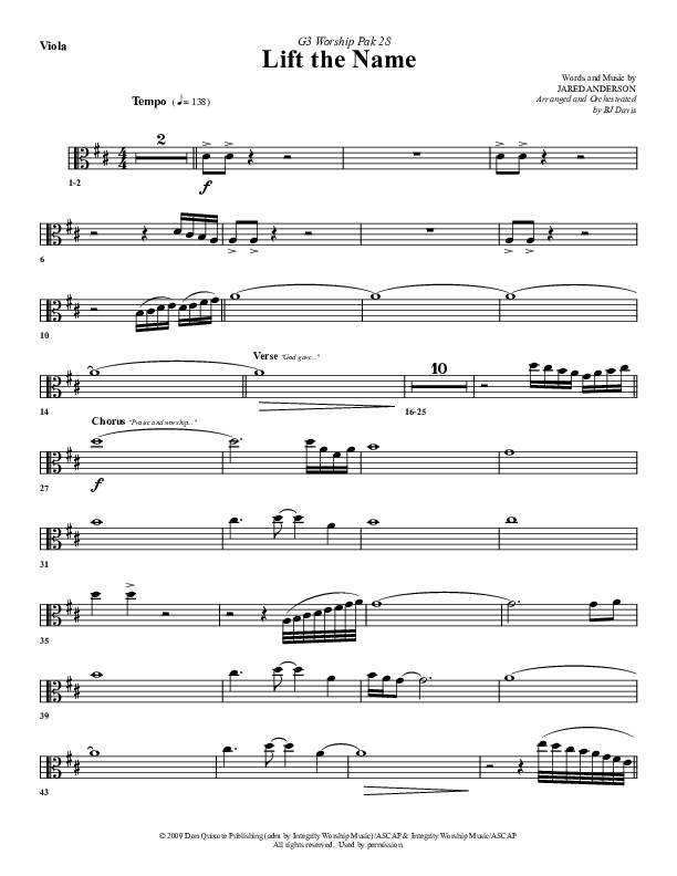 Lift The Name Viola (G3 Worship)