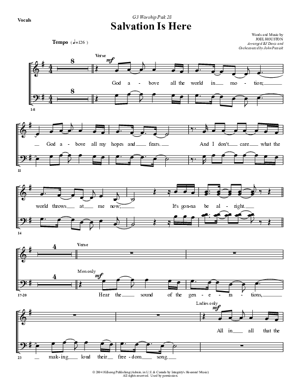 Salvation Is Here Choir Sheet (G3 Worship)