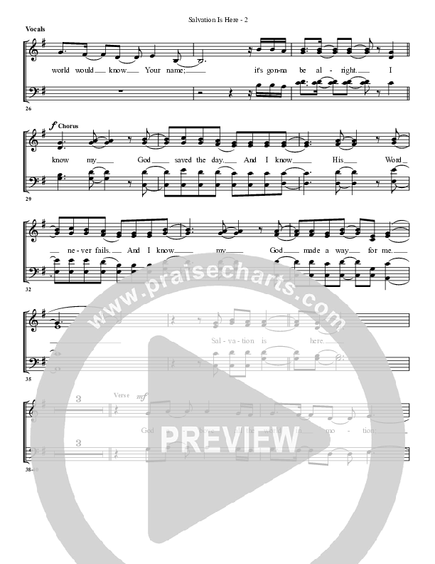 Salvation Is Here Choir Sheet (G3 Worship)