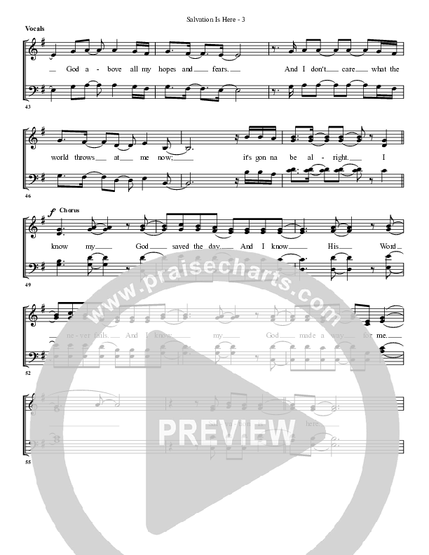 Salvation Is Here Choir Sheet (G3 Worship)