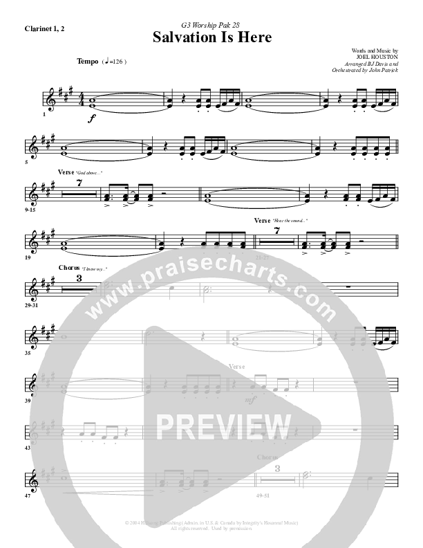 Salvation Is Here Clarinet 1/2 (G3 Worship)