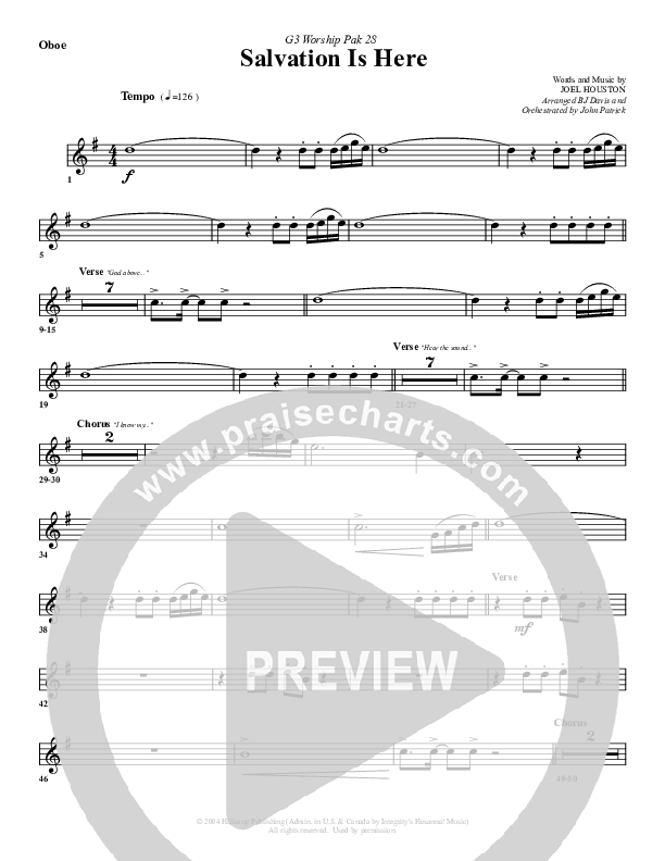 Salvation Is Here Oboe (G3 Worship)