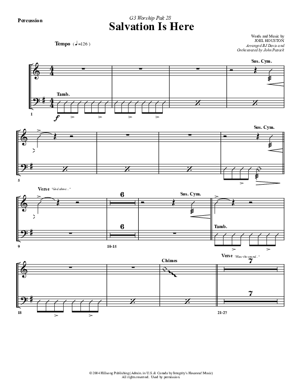 Salvation Is Here Percussion (G3 Worship)