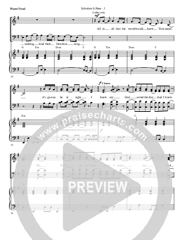 Salvation Is Here Piano/Vocal (G3 Worship)