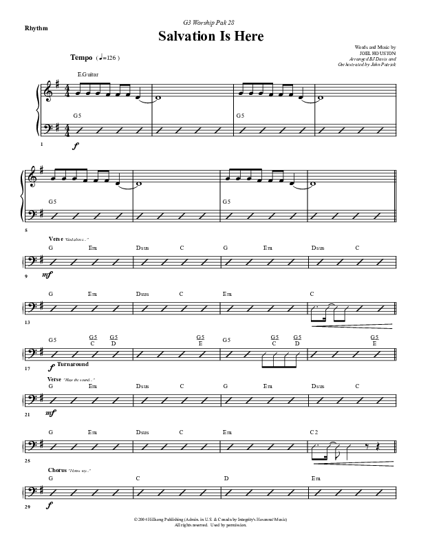 Salvation Is Here Rhythm Chart (G3 Worship)