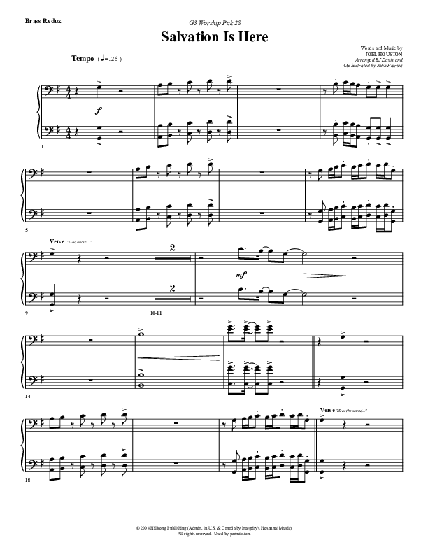 Salvation Is Here Synth Brass (G3 Worship)