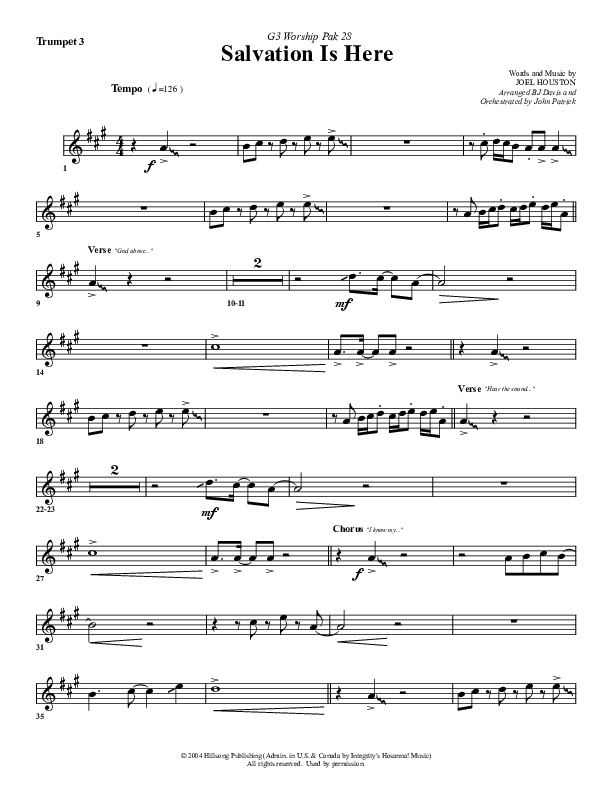 Salvation Is Here Trumpet 3 (G3 Worship)