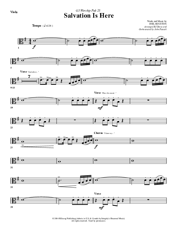 Salvation Is Here Viola (G3 Worship)