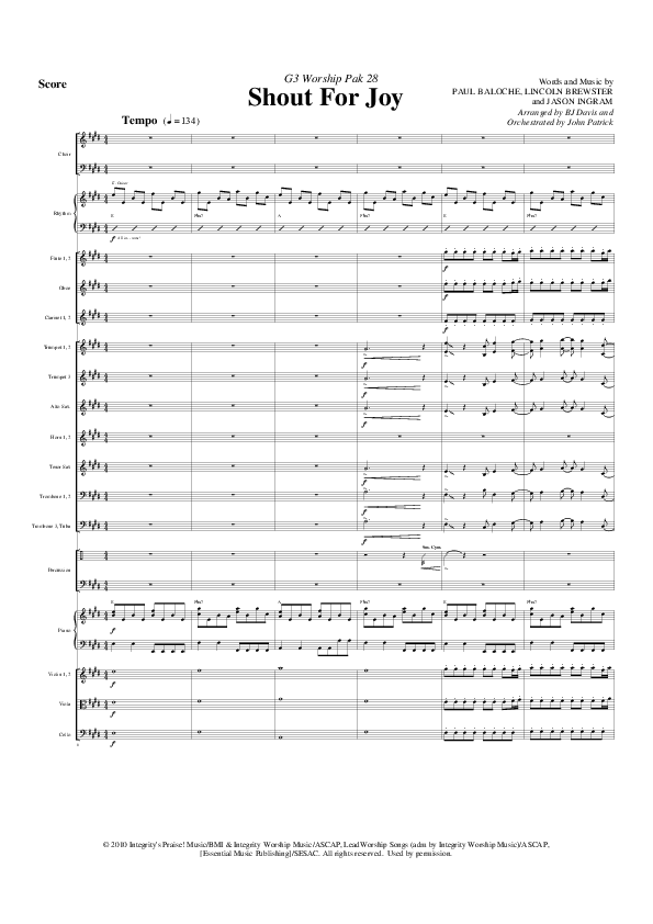 Shout For Joy Conductor's Score (G3 Worship)