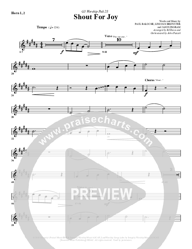 Shout For Joy French Horn 1/2 (G3 Worship)