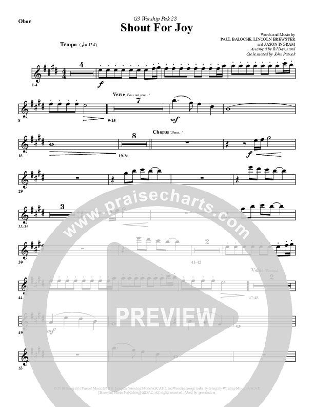 Shout For Joy Oboe (G3 Worship)