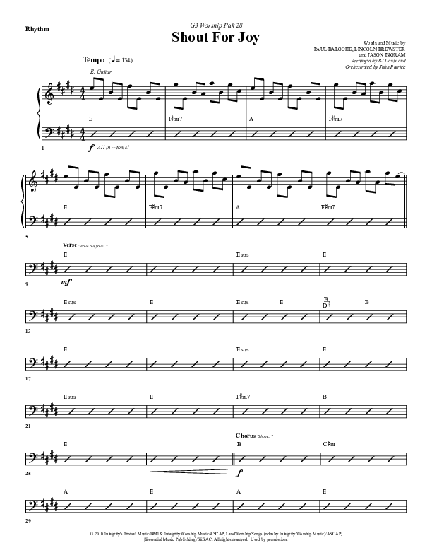 Shout For Joy Rhythm Chart (G3 Worship)