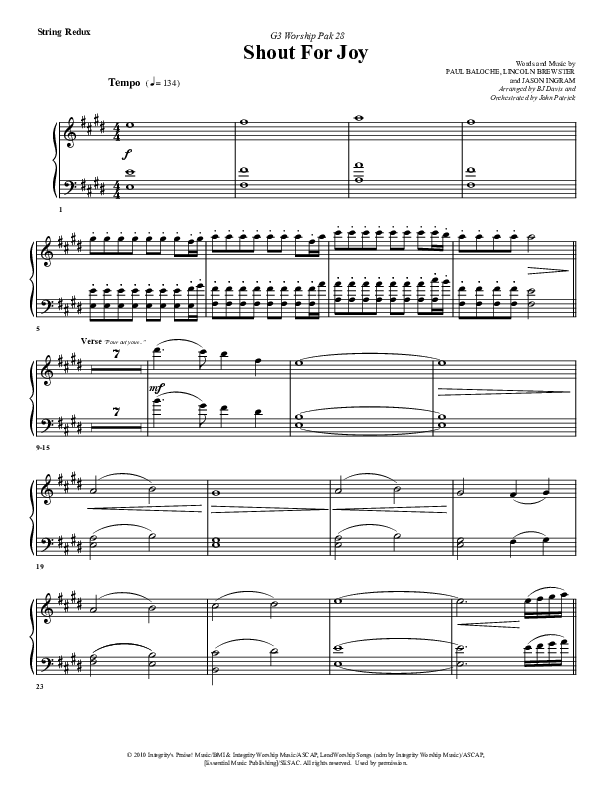 Shout For Joy Synth Strings (G3 Worship)