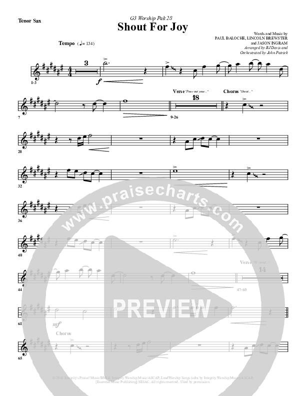 Shout For Joy Tenor Sax 2 (G3 Worship)
