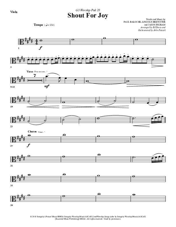 Shout For Joy Viola (G3 Worship)
