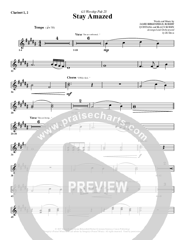 Stay Amazed Clarinet 1/2 (G3 Worship)