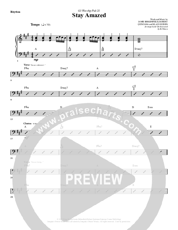 Stay Amazed Rhythm Chart (G3 Worship)