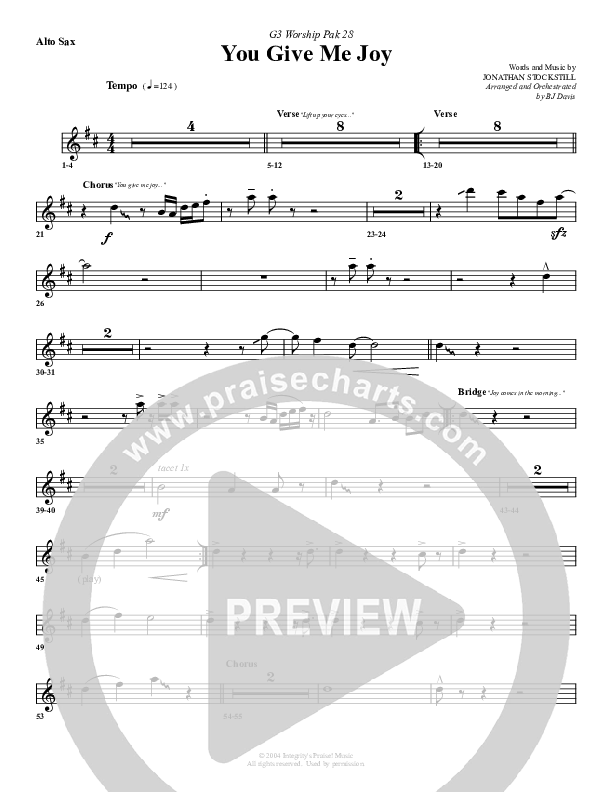 You Give Me Joy Alto Sax (G3 Worship)
