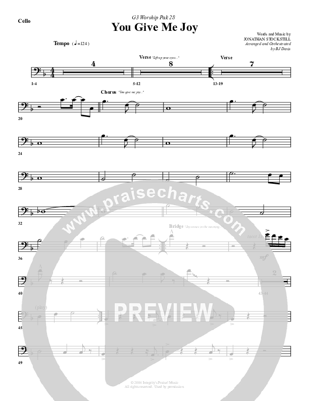 You Give Me Joy Cello (G3 Worship)