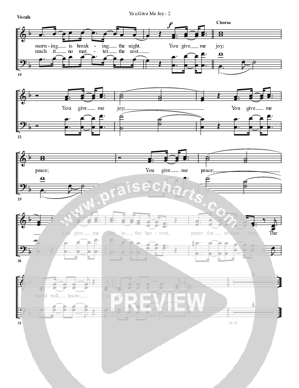 You Give Me Joy Choir Sheet (G3 Worship)