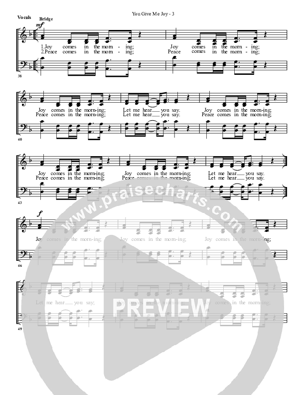 You Give Me Joy Choir Sheet (G3 Worship)