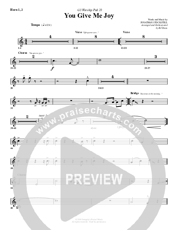 You Give Me Joy French Horn 1/2 (G3 Worship)