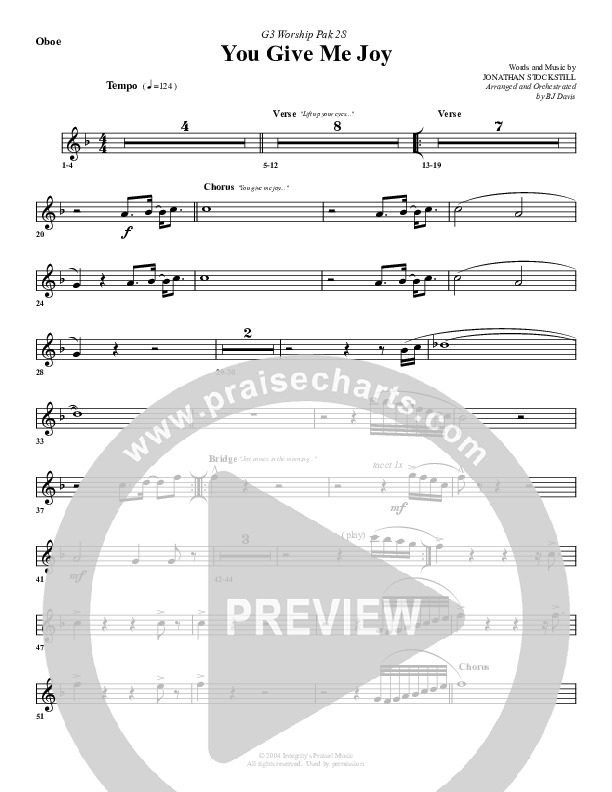 You Give Me Joy Oboe (G3 Worship)