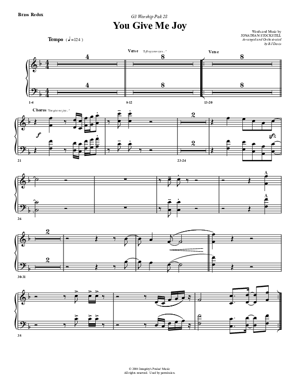You Give Me Joy Synth Brass (G3 Worship)