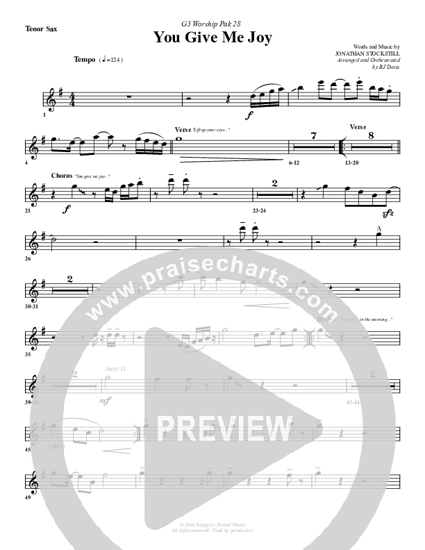 You Give Me Joy Tenor Sax 2 (G3 Worship)