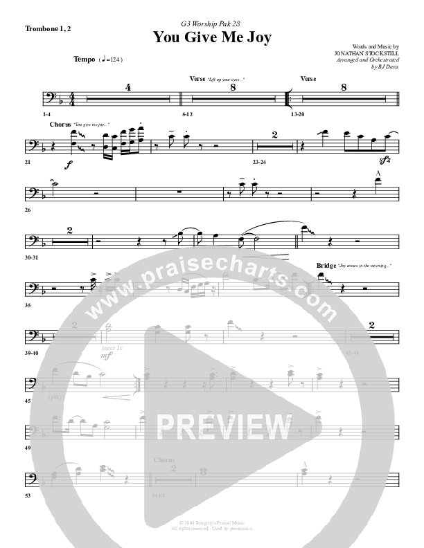 You Give Me Joy Trombone 1/2 (G3 Worship)