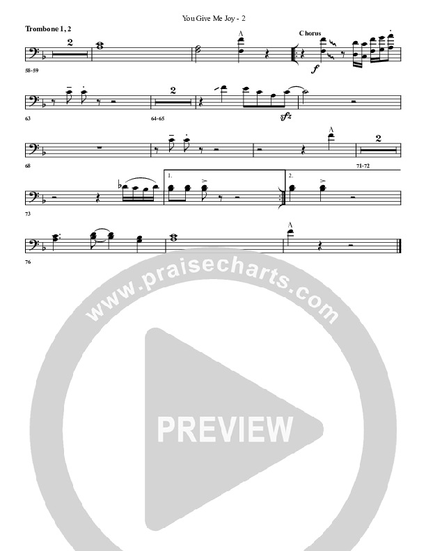 You Give Me Joy Trombone 1/2 (G3 Worship)
