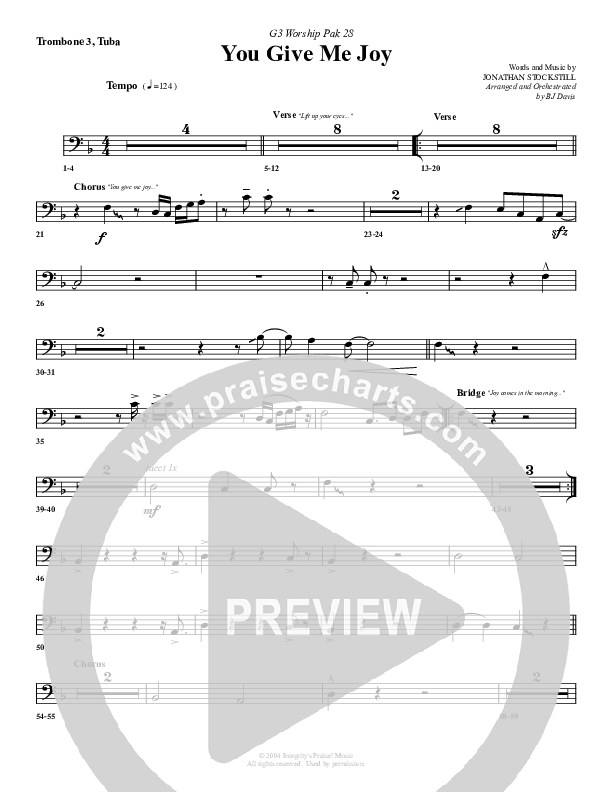 You Give Me Joy Trombone 3/Tuba (G3 Worship)