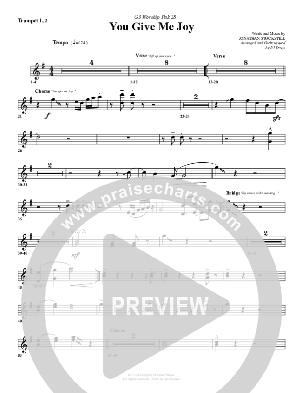 You Give Me Joy Trumpet 1,2 (G3 Worship)