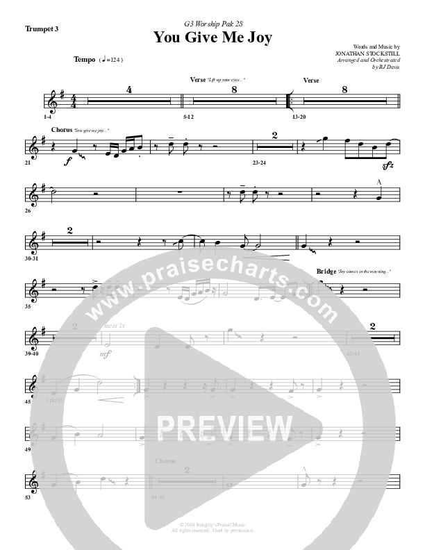 You Give Me Joy Trumpet 3 (G3 Worship)