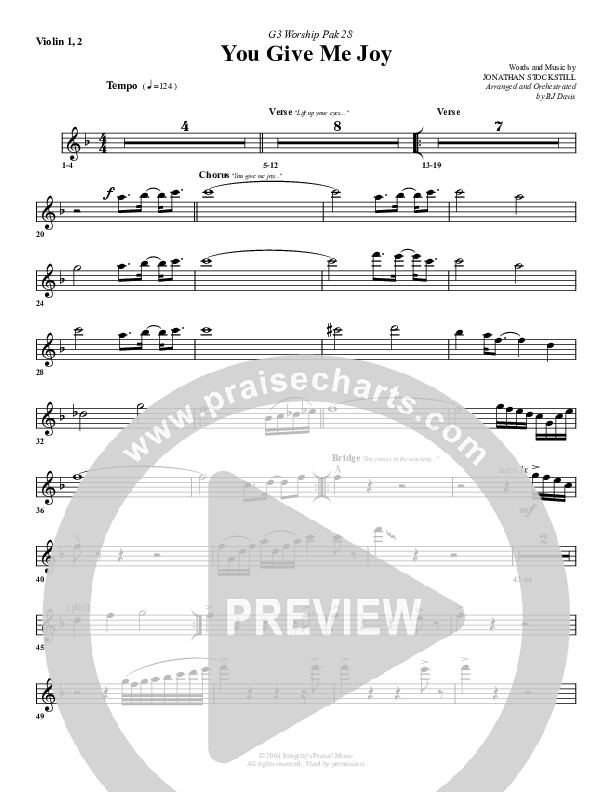 You Give Me Joy Violin 1/2 (G3 Worship)