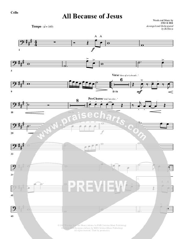 All Because Of Jesus Cello (G3 Worship)