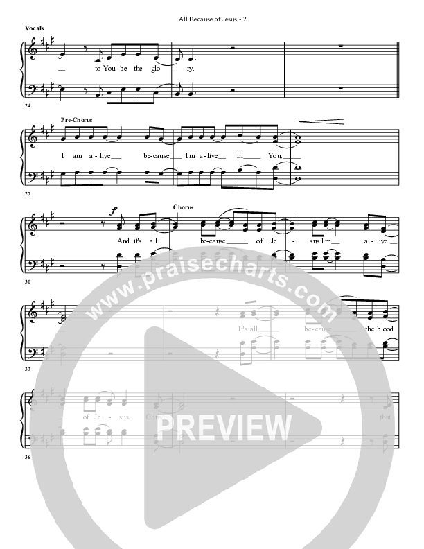 All Because Of Jesus Choir Sheet (G3 Worship)