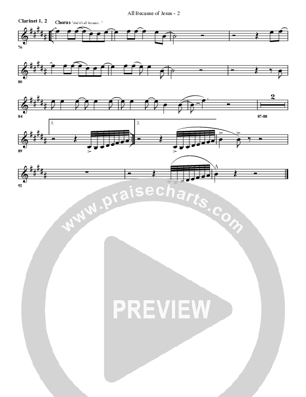 All Because Of Jesus Clarinet (G3 Worship)