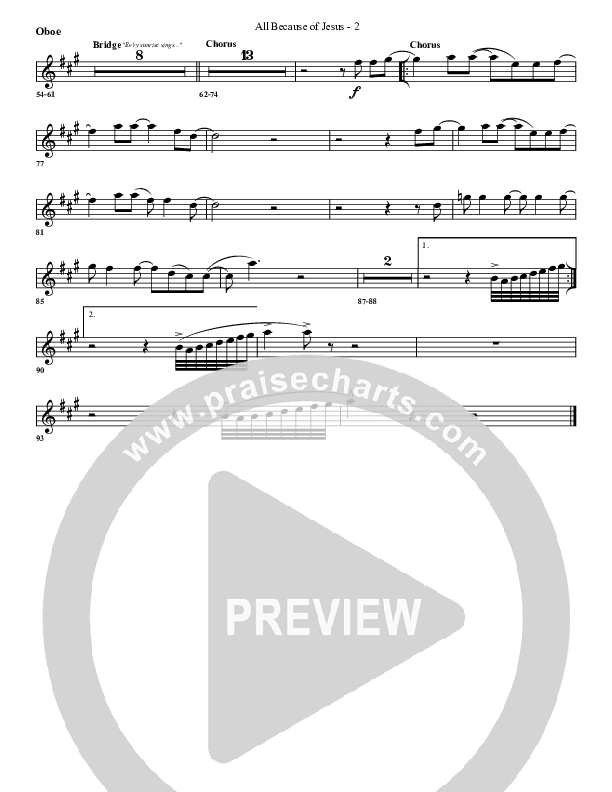 All Because Of Jesus Oboe (G3 Worship)