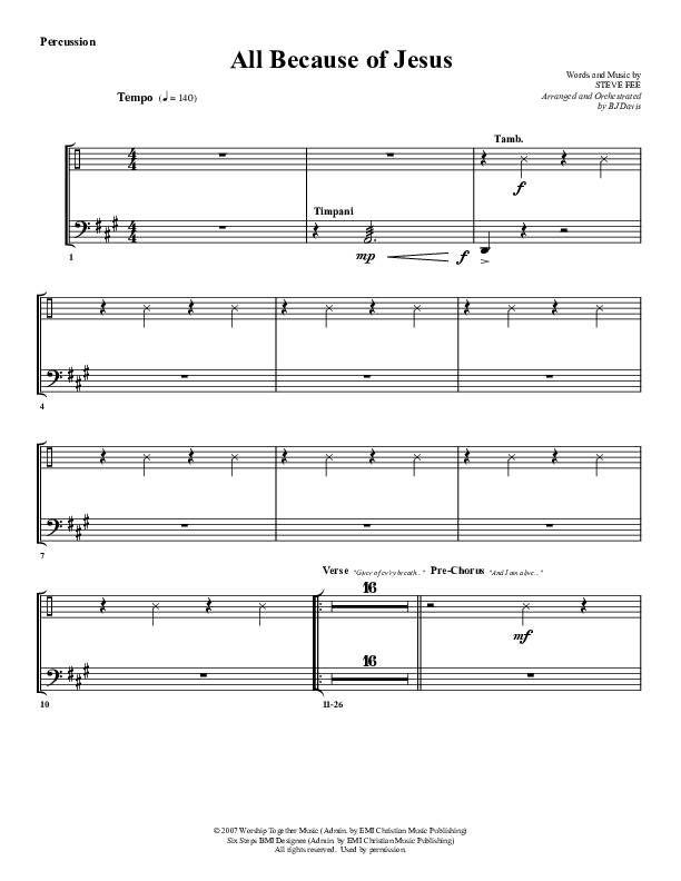 All Because Of Jesus Percussion (G3 Worship)