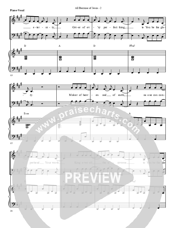 All Because Of Jesus Piano/Vocal & Lead (G3 Worship)