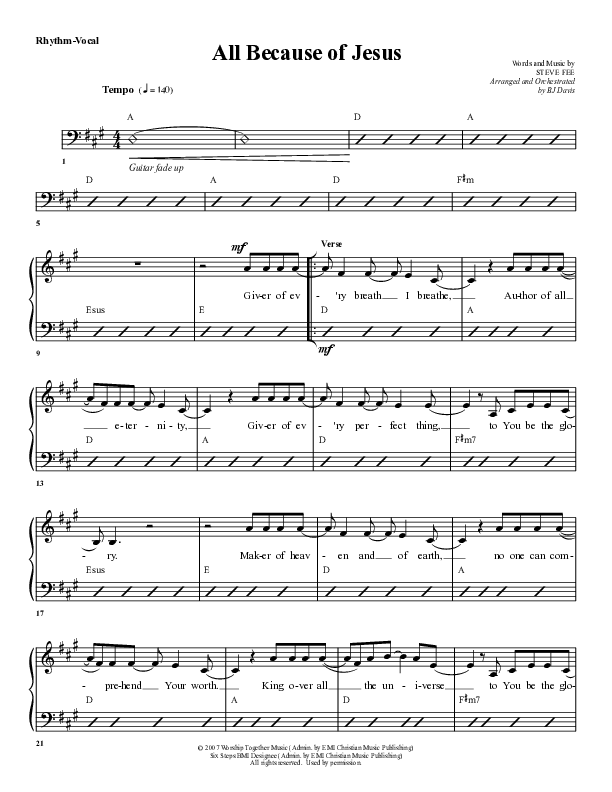 All Because Of Jesus Rhythm/Vocal (G3 Worship)