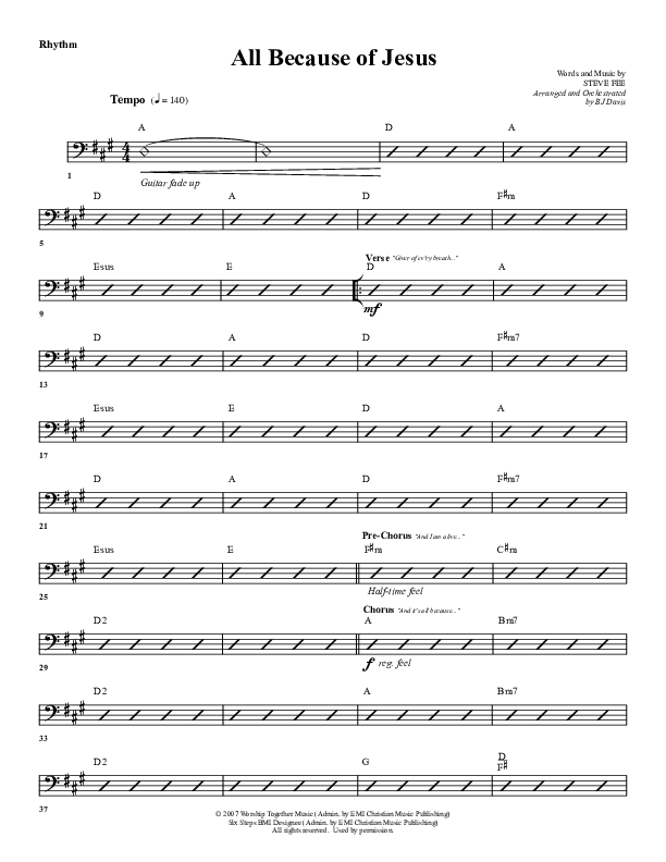 All Because Of Jesus Rhythm Chart (G3 Worship)