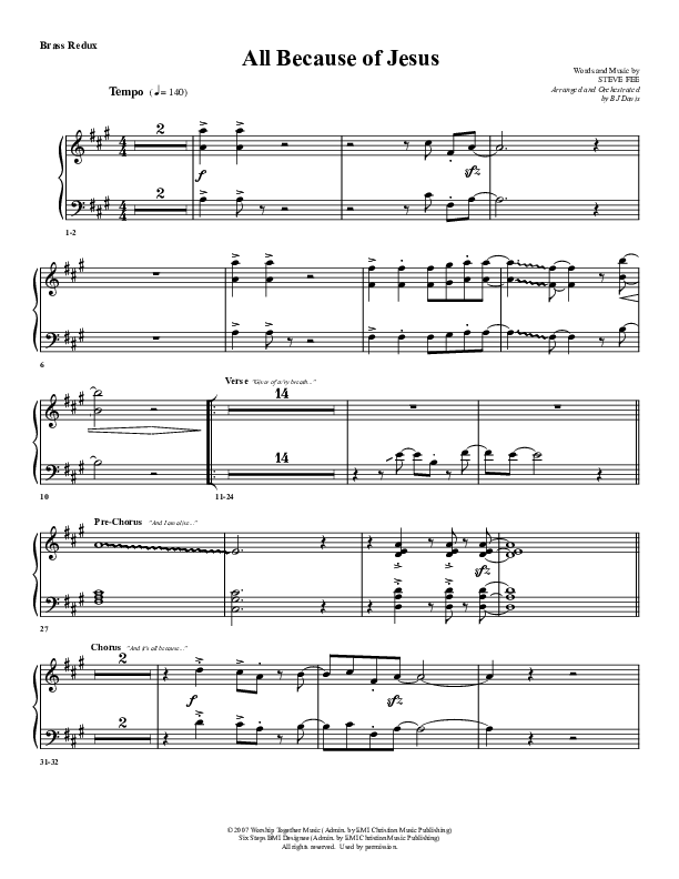 All Because Of Jesus Synth Brass (G3 Worship)