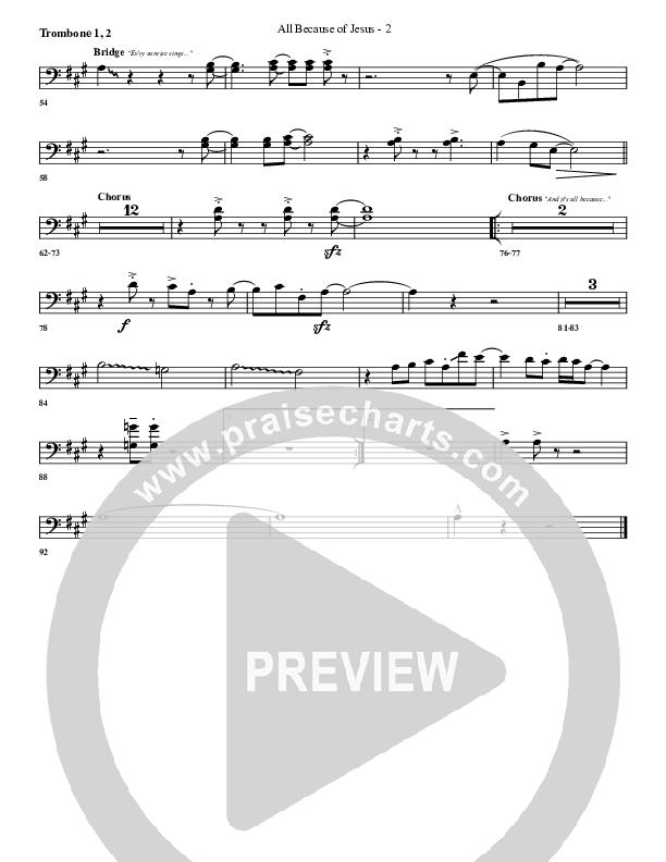 All Because Of Jesus Trombone 1/2 (G3 Worship)