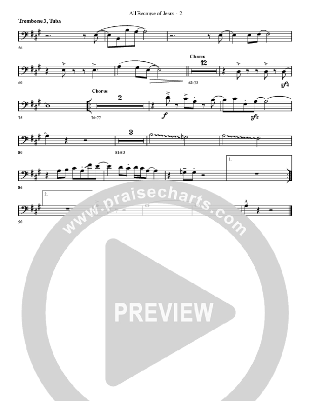 All Because Of Jesus Trombone 3/Tuba (G3 Worship)