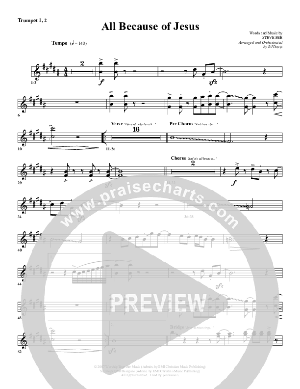 All Because Of Jesus Trumpet 1,2 (G3 Worship)