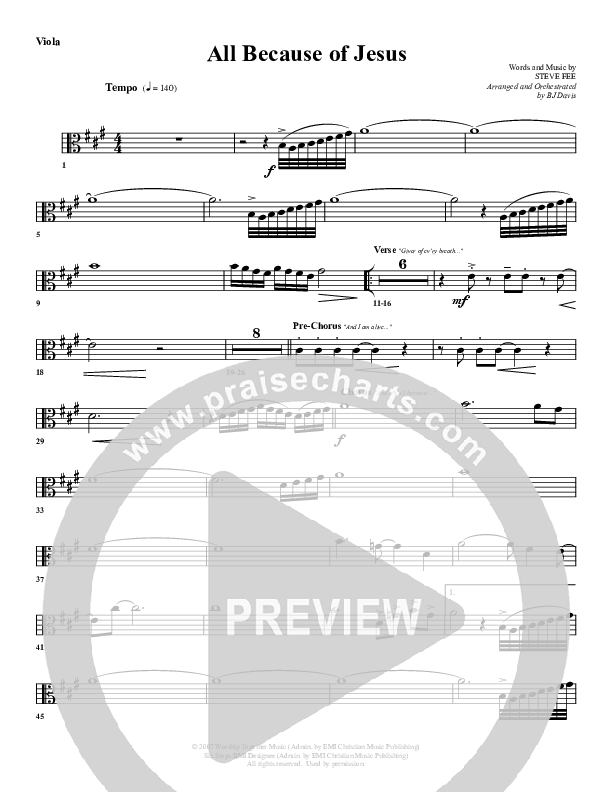 All Because Of Jesus Viola (G3 Worship)