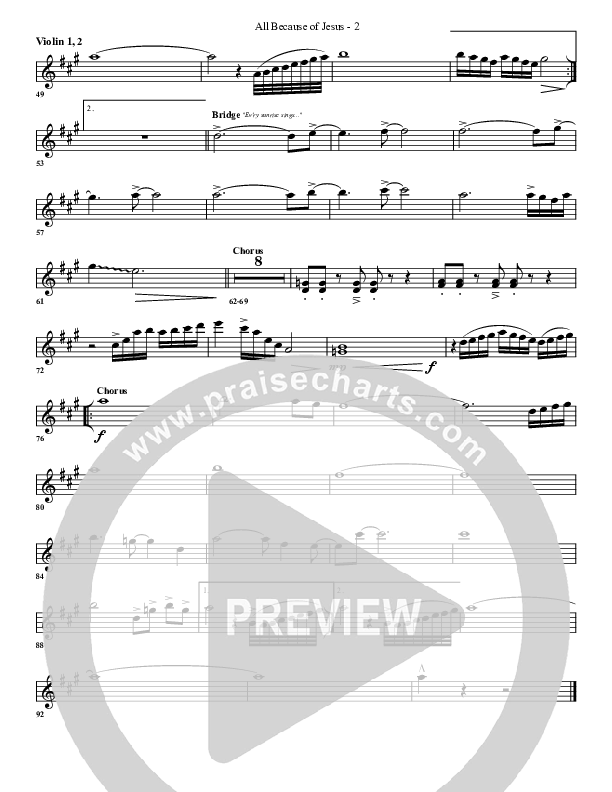 All Because Of Jesus Violin 1/2 (G3 Worship)